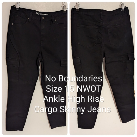 No Boundaries NWOT size 15 Ankle High Rise Cargo Skinny Jeans - Picture 2 of 3